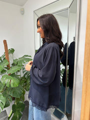 Navy Pussy Bow Blouse Ellis