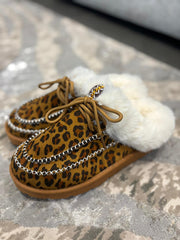 Natural Leopard Faux Fur Talia Mules