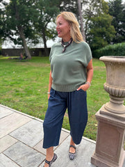 Khaki Ribbed Detail Knit Petra