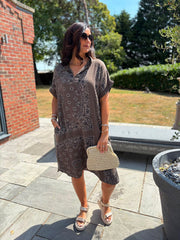 Chocolate Bubble Cotton Paisley Shirt Dress Jane