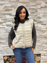 Stone Stripe Knitted Waistcoat Emily
