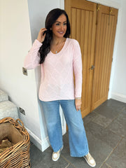 Pink Textured Wave Knit Chloe