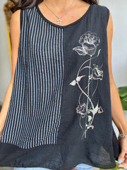 Black Striped Panel Sleeveless Top Gaynor