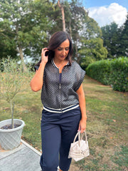 Black & Silver Crochet Net Sleeveless Jacket Sharon