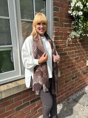 Chocolate Abstract Circle Print Scarf