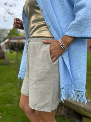 Stone Bubble Cotton Shorts