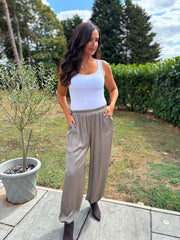 Mocha Shimmer Cuffed Trousers Aubrey