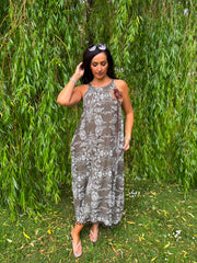 Khaki Luxury Wildflower Dress Abigail