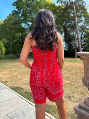 Red Bubble Cotton Paisley Playsuit