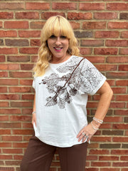 Chocolate Sequin Leaf Tee Jill