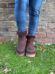 Chocolate Faux Suede Lined Boots
