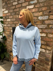 Blue Distressed Denim Hoodie Helena