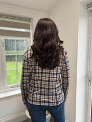 Navy Check Pattern Super Soft Roll Neck