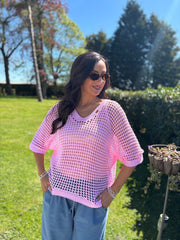 Pink Open Weave Knit Cassandra