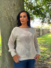 Stone Pointelle Panel Knit Angela