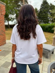White Embellished Floral Tee Riley