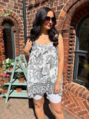 Black Botanical Print Vest Annie