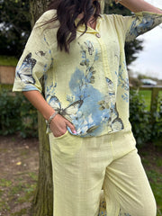 Lemon Floral Butterfly Top Reeva