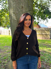 Chocolate Cosy Knit Cardi Sofia
