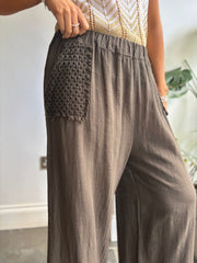 Chocolate Multi Hole Detail Trousers Terri