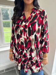 Wine Large Brushed Leopard Tunic Gloria