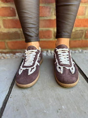 Chocolate Harper Lace Detail Trainer