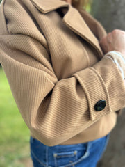 Camel Double-Breasted Short Coat