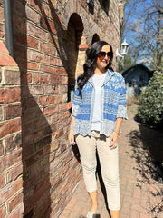 Denim Floral Embroidered Shirt Ebony