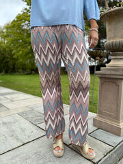 Stone Zig Zag Wide Leg Trousers