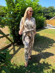 Stone Mixed Animal Print Trousers Davina