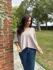 Mocha V-Neck Reverse Seam Knit Diana