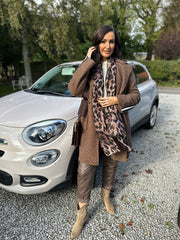 Chocolate Boucle Stripe Detail Coat Mia