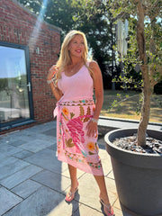 Pink Longline Tiger Bloom Wrap Skirt