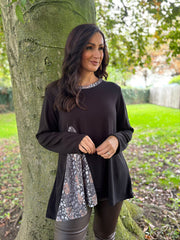 Black Ditsy Leopard Knit Top Danielle