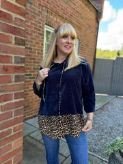 Navy Soft Touch Leopard Hoodie Alex