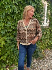 Mocha Zig Zag Shimmer Jacket Fern