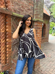 Black Abstract Swirl Vest Isabella