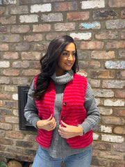 Lipstick & Red Stripe Fleece Gilet