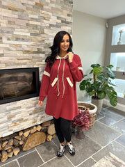 Wine Hooded Sweat Dress Jodie