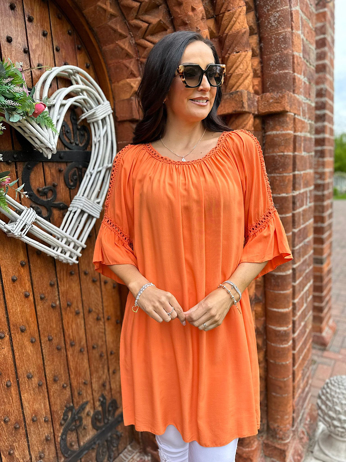 Orange Crochet Cold Shoulder Dress Monica Tillett s