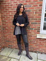 Black Geometric Knit Top Danielle