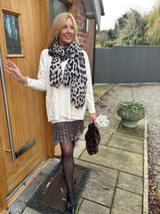 Antique Cream Fringed Pocket Knit Ruth