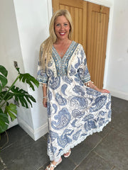 Stone Paisley Print Maxi Dress Kiki