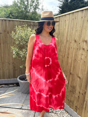 Red Tie Dye Dress Krystal