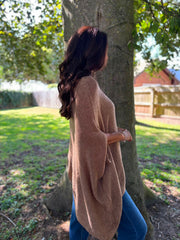 Camel Asymmetric Cosy Knit Fran