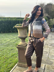 Chocolate Ombre Knitted Stripe Gilet