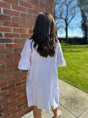 White Embroidered Ruffle Dress Taylor