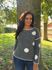 Grey Polka Dot Knit Natalie