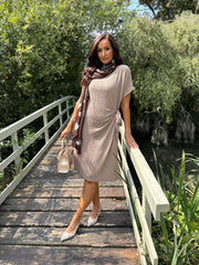Mocha Textured Tie Dress Corrina