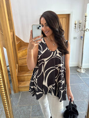 Black Abstract Swirl Vest Isabella